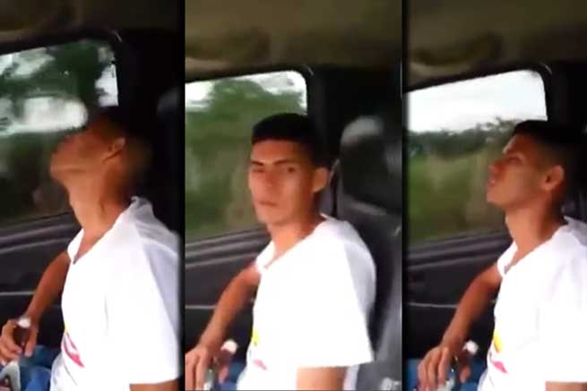 Συνοδηγός δεν βάζει ζώνη ασφαλείας και παίρνει το μάθημα του (Βίντεο)