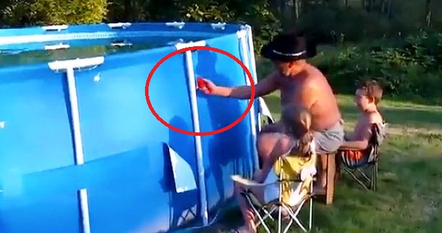 Ένας παππούς προκάλεσε Τσουνάμι προσπαθώντας να αδειάσει μια φουσκωτή πισίνα! Δείτε τις αντιδράσεις από τα εγγόνια του…