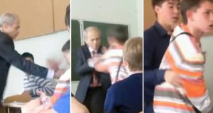 Ρώσος μαθητής δίνει γροθιά στο πρόσωπο του καθηγητή όταν του ζητάει να βγάλει τα ακουστικά.