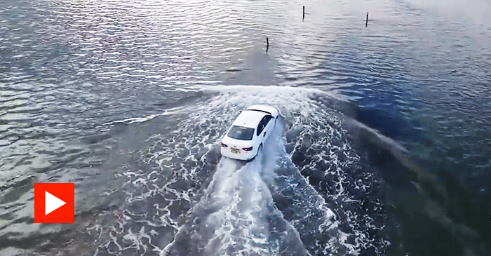 Τον πρόλαβε η Παλίρροια εκεί που οδηγούσε!! (Βίντεο)