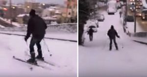 Θεσσαλονικείς κάνουν σκι στο κέντρο της Θεσσαλονίκης