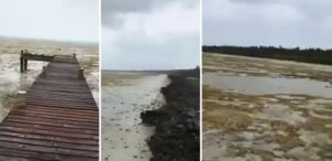 O τυφώνας Ίρμα είναι τόσο δυνατός που «άδειασε» τον ωκεανό στις Μπαχάμες