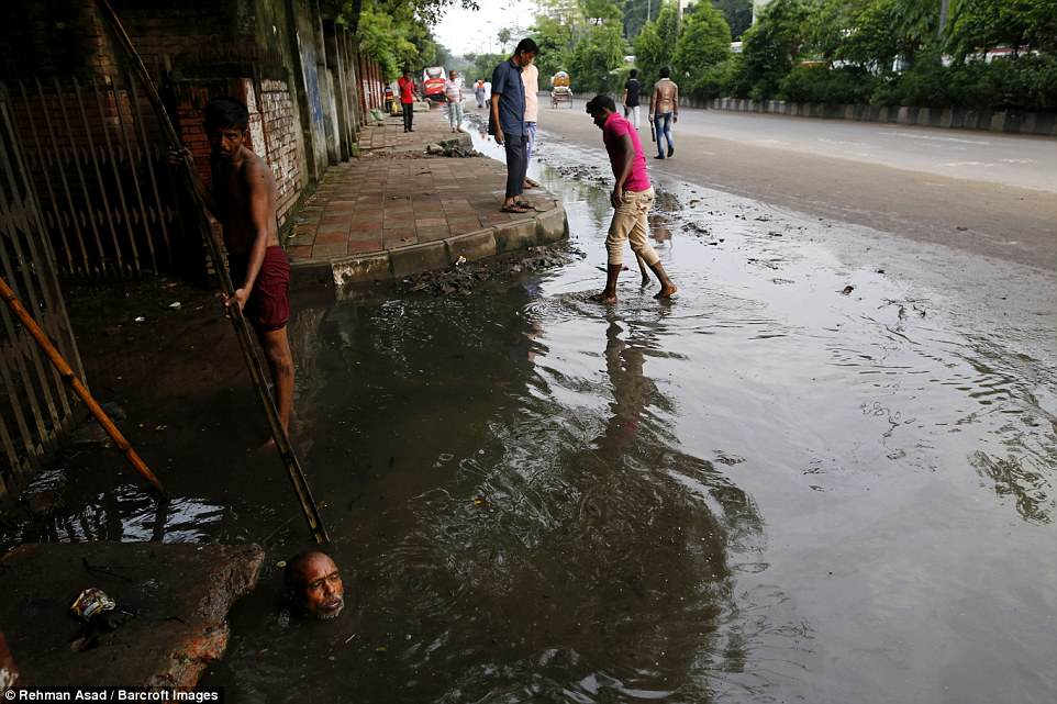 The city of 14 million people suffers from an inadequate drainage system that makes their work necessary
