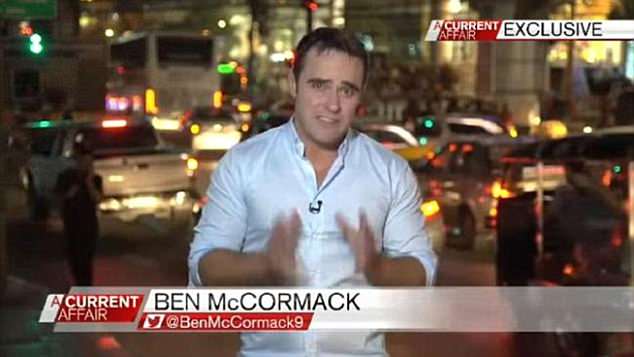 At the top of his game: NSW police raided the offices of A Current Affair last year on the day Mc Cormack (pictured reporting for the TV show) was arrested