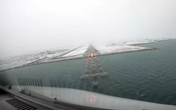 Πώς φαίνεται από το αεροπλάνο η προσγείωση στη χιονισμένη Θεσσαλονίκη