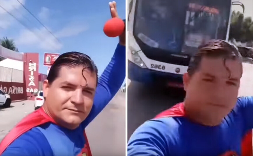 Κωμικός ντύθηκε Σούπερμαν, αλλά τον χτύπησε το λεωφορείο που σκόπευε να σταματήσει
