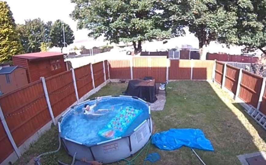 Όταν η κάμερα ασφαλείας καταγράφει τις άτυχες στιγμές στην πισίνα