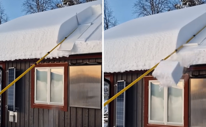 Ο πιο… γεωμετρικός τρόπος να διώξεις το χιόνι από στέγη