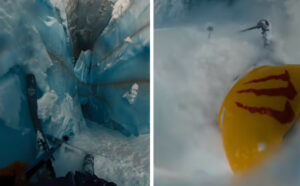Καρέ – καρέ η στιγμή που σκιέρ πέφτει μέσα σε χαράδρα παγετώνα