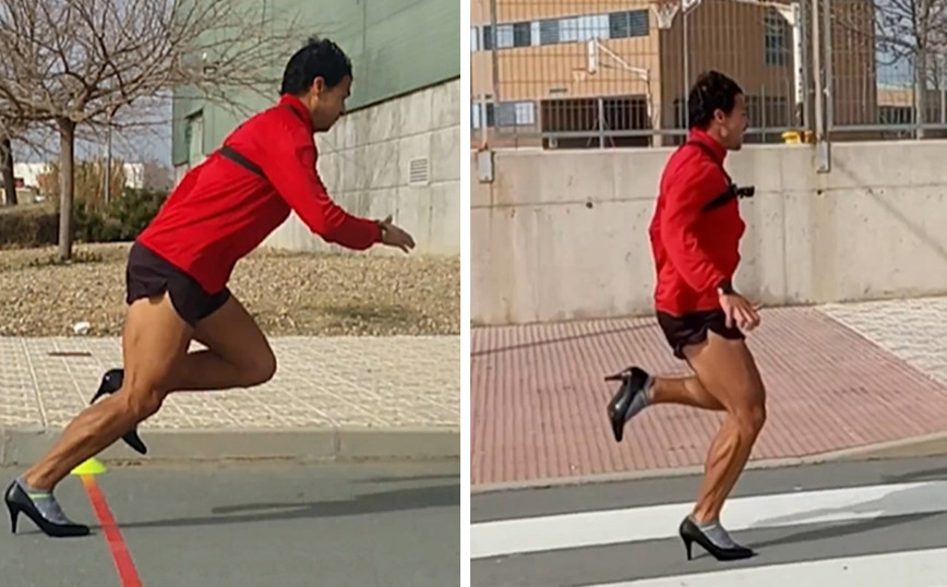 Άνδρας μπήκε στο βιβλίο των Ρεκόρ Γκίνες τρέχοντας με τακούνια για 100 μέτρα σε απίστευτο χρόνο