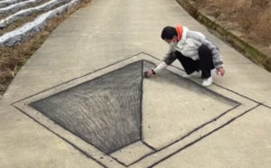 Μια 3D ζωγραφιά στο δρόμο που μπερδεύει